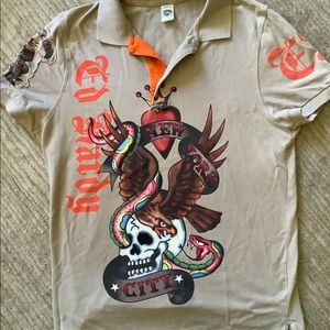 Vintage Ed Hardy with patch on sleeve